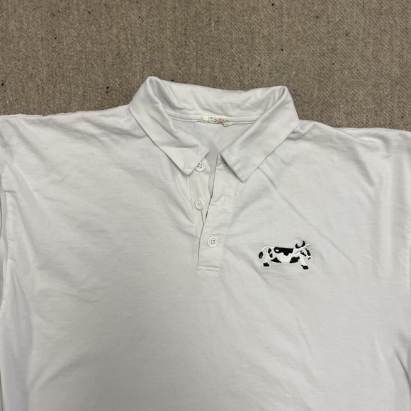 Vintage Marci lipmen cow shirt mens large white 2000s y2k long sleeve - Picture 2 of 10